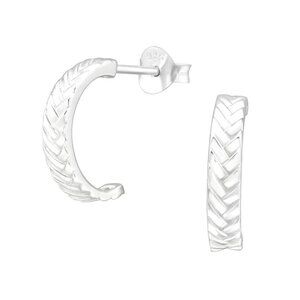 Sterling Silver Textured Half Hoop Huggies